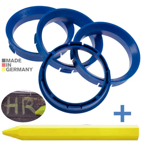 4x BRANDT Zentrierringe 66,6 x 57,1 mm Blau Radnabe Felgen Ringe + 1x Reifen Kreide Fett Stift 4x BRANDT Zentrierringe 66,6 x 57,1 mm Blau Radnabe Felgen Ringe + 1x Reifen Kreide Fett Stift