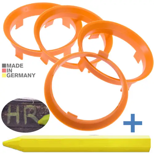 4x BRANDT Zentrierringe 60,1 x 58,1 mm Orange Radnabe Felgen Ringe + 1x Reifen Kreide Fett Stift 4x BRANDT Zentrierringe 60,1 x 58,1 mm Orange Radnabe Felgen Ringe + 1x Reifen Kreide Fett Stift