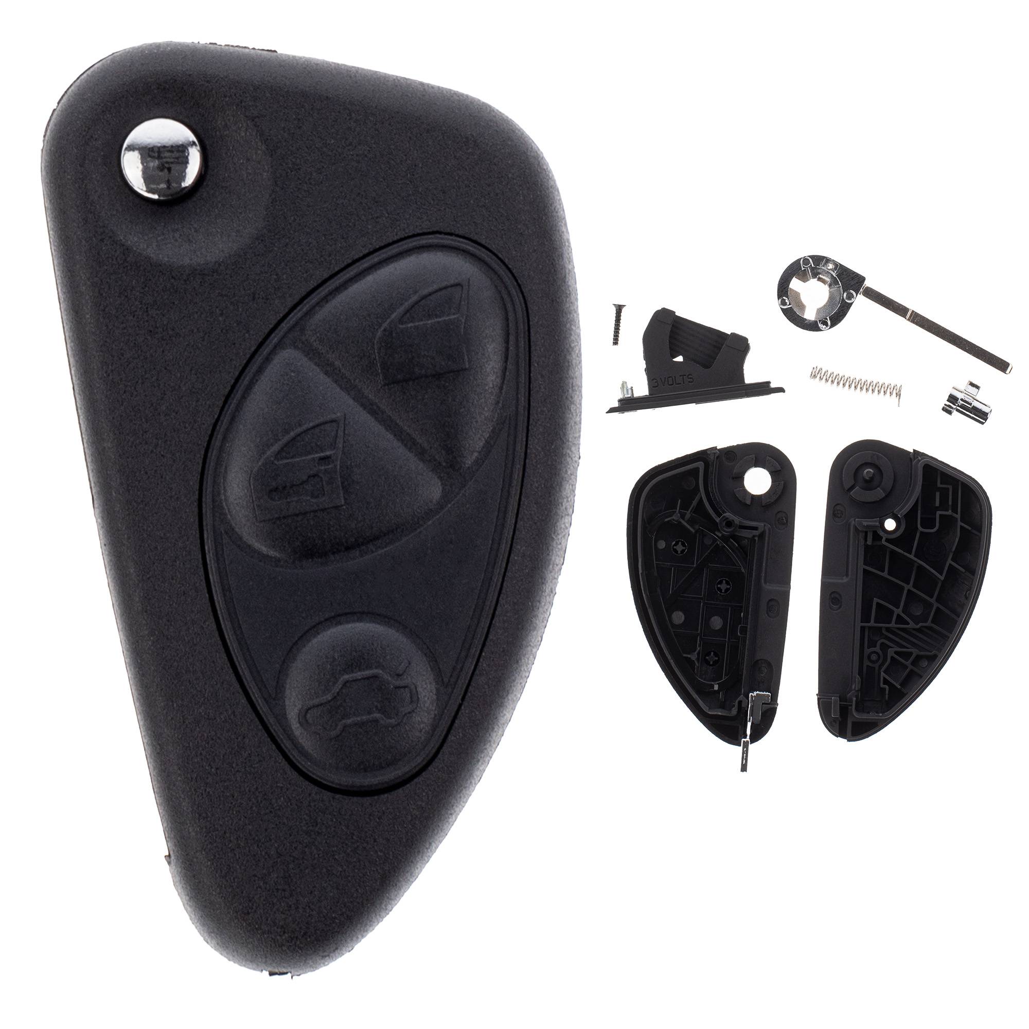 Klapp Schlüssel Gehäuse Funkschlüssel Fernbedienung Autoschlüssel 3 Tasten kompatibel mit ALFA Romeo