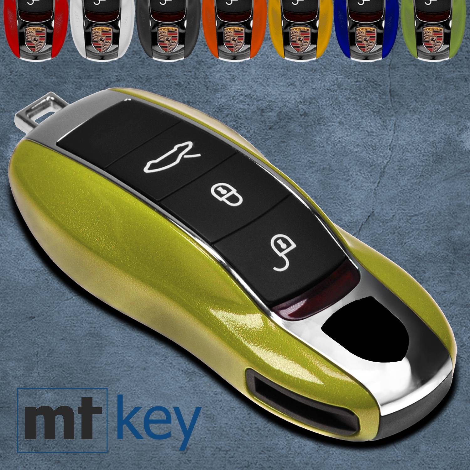 Seitenwangen Auto Schlüssel Cover Blende Smartkey Metallic Grün für Porsche