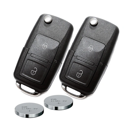 Auto Schlüssel Funk Fernbedienung 2X Gehäuse 2 Tasten + 2X Rohling HAA + 2X CR2032 Batterie kompatibel mit VW SEAT Skoda Auto Schlüssel Funk Fernbedienung 2X Gehäuse 2 Tasten + 2X Rohling HAA + 2X CR2032 Batterie kompatibel mit VW SEAT Skoda