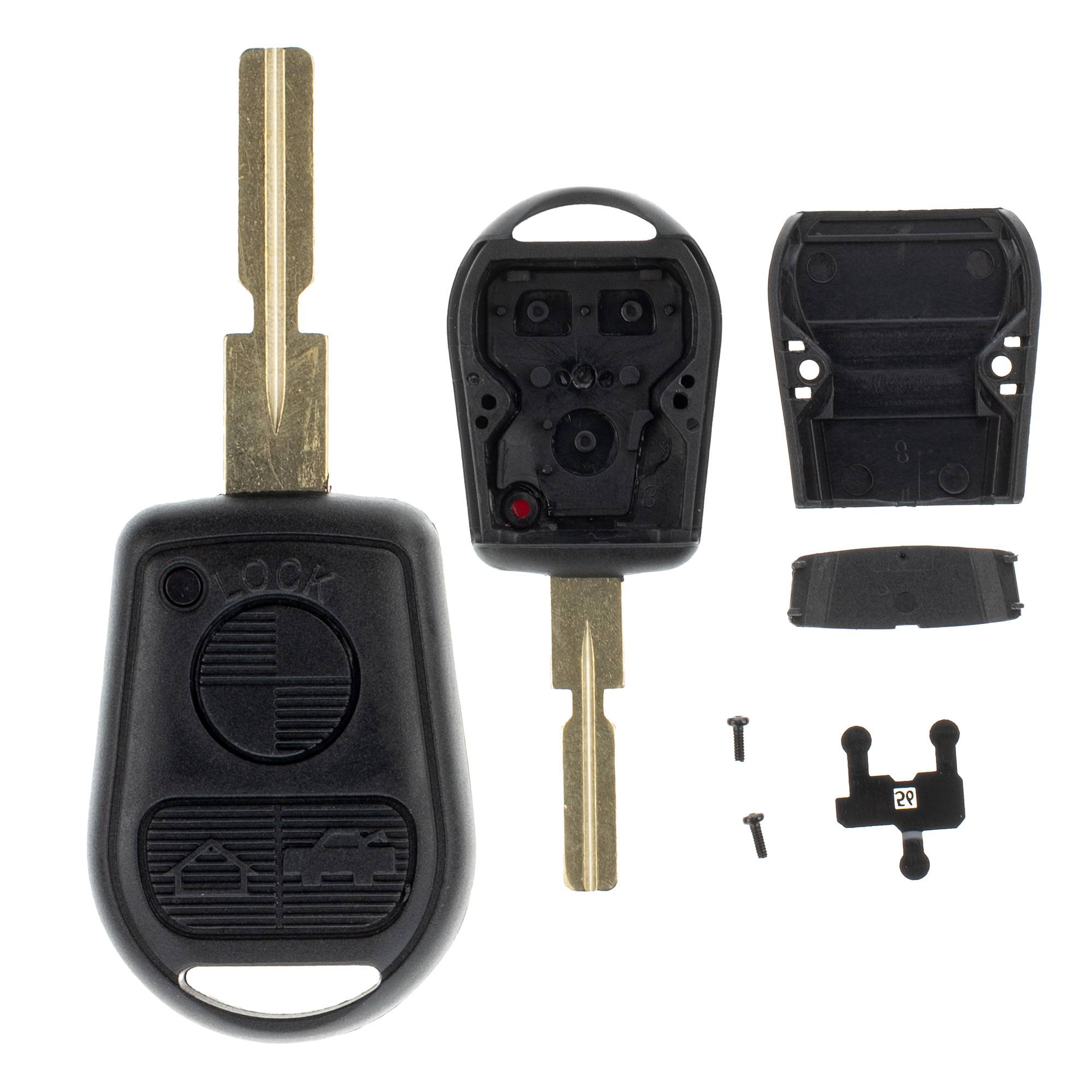 Auto Schlüssel Funk Fernbedienung 1x Gehäuse 3 Tasten + 1x Rohling HU58 kompatibel mit BMW