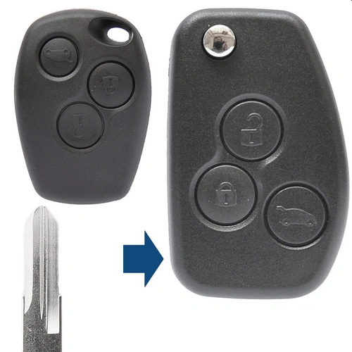 Klapp Schlüssel Gehäuse UMBAU kompatibel mit Dacia DOKKER LOGAN Renault CLIO TWINGO TRAFIC Klapp Schlüssel Gehäuse UMBAU kompatibel mit Dacia DOKKER LOGAN Renault CLIO TWINGO TRAFIC