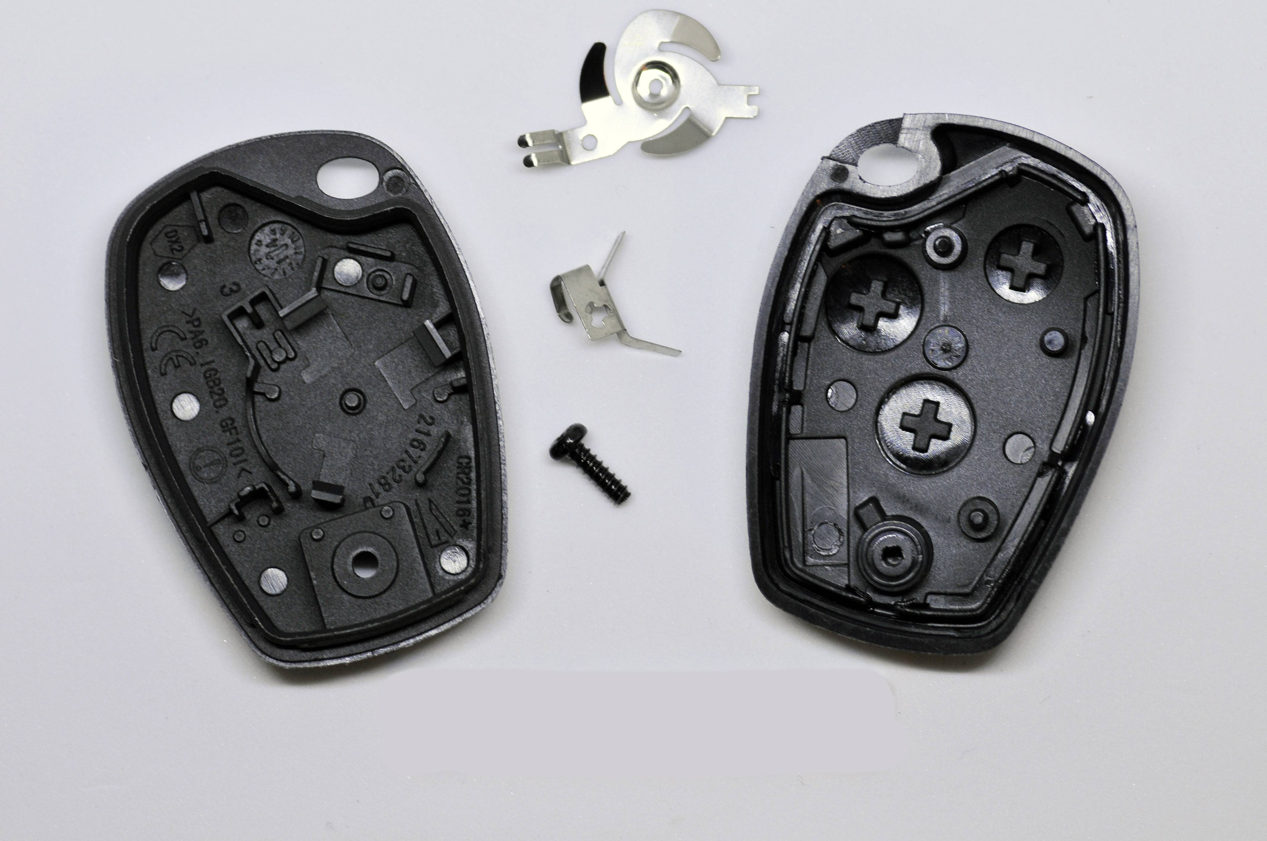 Auto Schlüssel Funk Fernbedienung 1x Gehäuse 3 Tasten + 3X Mikrotaster + 1x CR2016 Batterie kompatibel mit Renault/Dacia/Opel