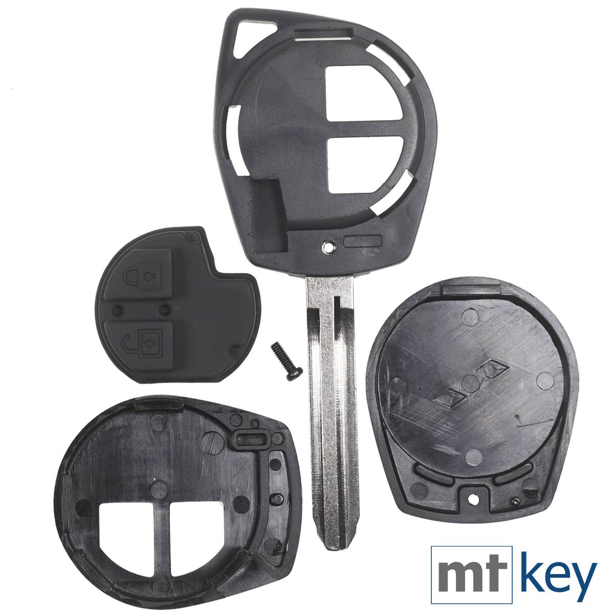 Auto Schlüssel Funk Fernbedienung 1x Gehäuse 2 Tasten + 1x fest eingegossener TOY43 Rohling + 1x Tastenfeld + 1x CR1620 Batterie kompatibel mit Opel