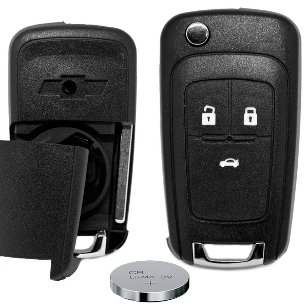 Klapp Schlüssel Gehäuse Funkschlüssel Fernbedienung 3 Tasten Autoschlüssel Rohling + Batterie kompatibel mit Chevrolet Klapp Schlüssel Gehäuse Funkschlüssel Fernbedienung 3 Tasten Autoschlüssel Rohling + Batterie kompatibel mit Chevrolet