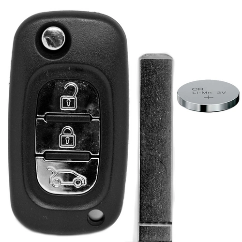 Klapp Schlüssel Gehäuse Funkschlüssel Fernbedienung Autoschlüssel 3 Tasten Rohling + Batterie kompatibel mit Renault/Mercedes Benz Klapp Schlüssel Gehäuse Funkschlüssel Fernbedienung Autoschlüssel 3 Tasten Rohling + Batterie kompatibel mit Renault/Mercedes Benz