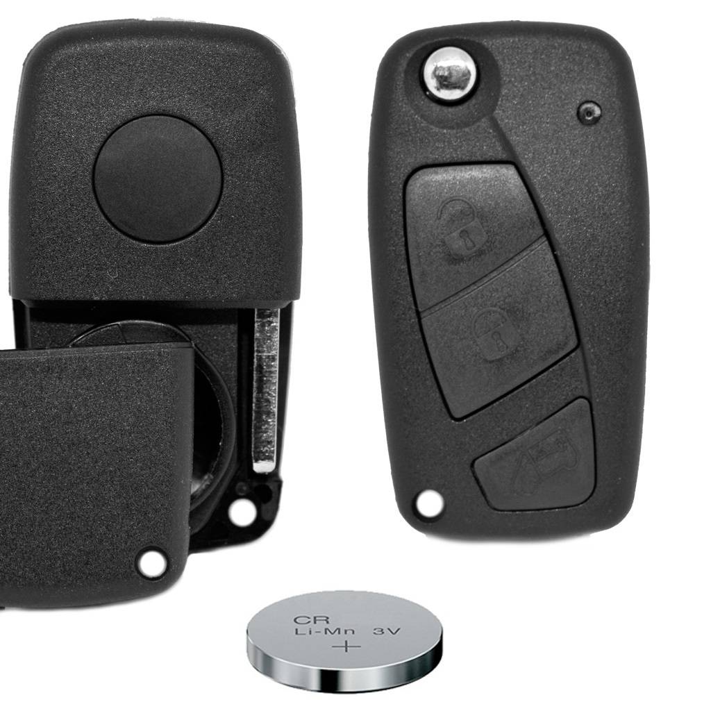 Klapp Schlüssel Gehäuse Funkschlüssel Fernbedienung Autoschlüssel 3 Tasten Rohling SIP22 + Batterie kompatibel mit FIAT/Iveco/Lancia/Peugeot/Citro
