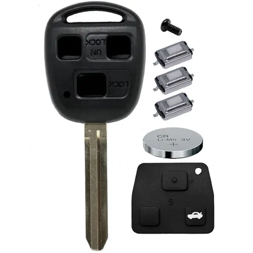Auto Schlüssel Funk Fernbedienung 1x Gehäuse 3 Tasten TOY43 + 1x Tastenfeld + 3X Mikrotaster + 1x CR2016 Batterie kompatibel mit Toyota Auto Schlüssel Funk Fernbedienung 1x Gehäuse 3 Tasten TOY43 + 1x Tastenfeld + 3X Mikrotaster + 1x CR2016 Batterie kompatibel mit Toyota