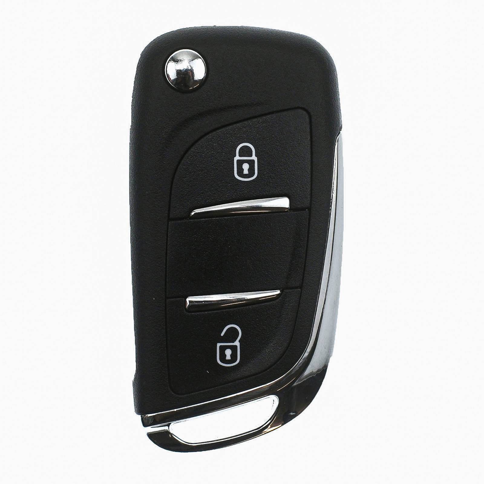 Klapp Schlüssel UMBAU Gehäuse Fernbedienung 2 Tasten VA2 Rohling kompatibel mit Citroen/Peugeot/FIAT