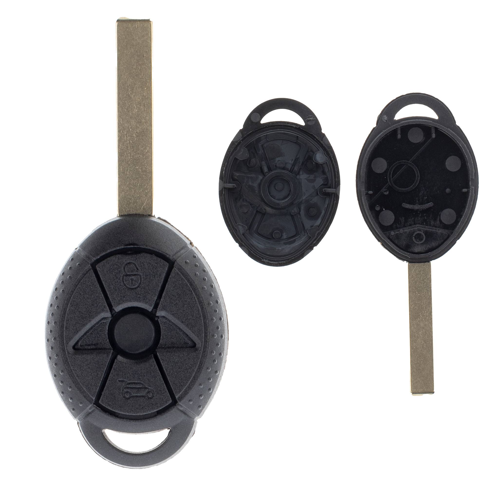 Auto Schlüssel Funk Fernbedienung 1x Gehäuse 3 Tasten + 1x Rohling kompatibel mit Mini
