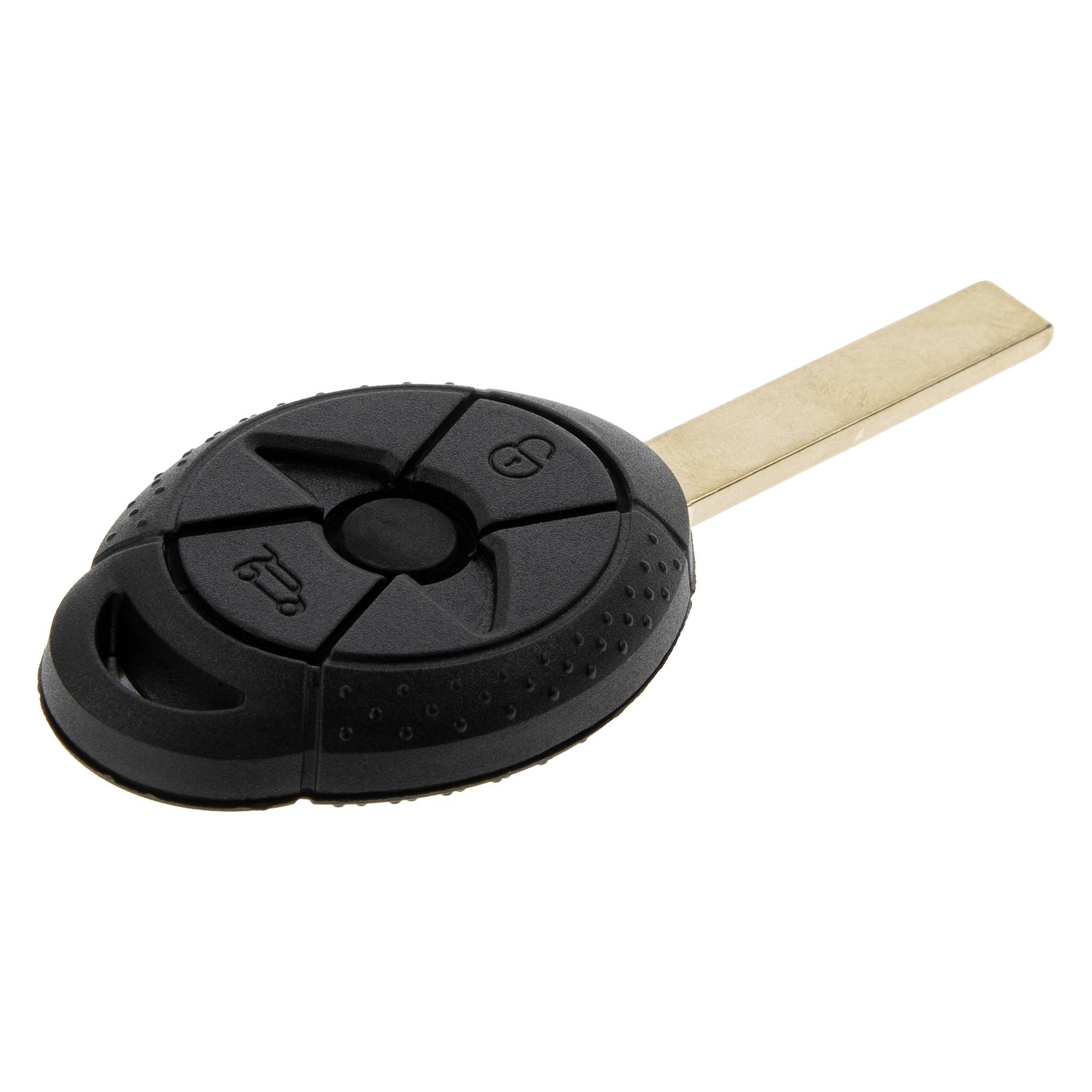 Auto Schlüssel Funk Fernbedienung 1x Gehäuse 3 Tasten + 1x Rohling kompatibel mit Mini