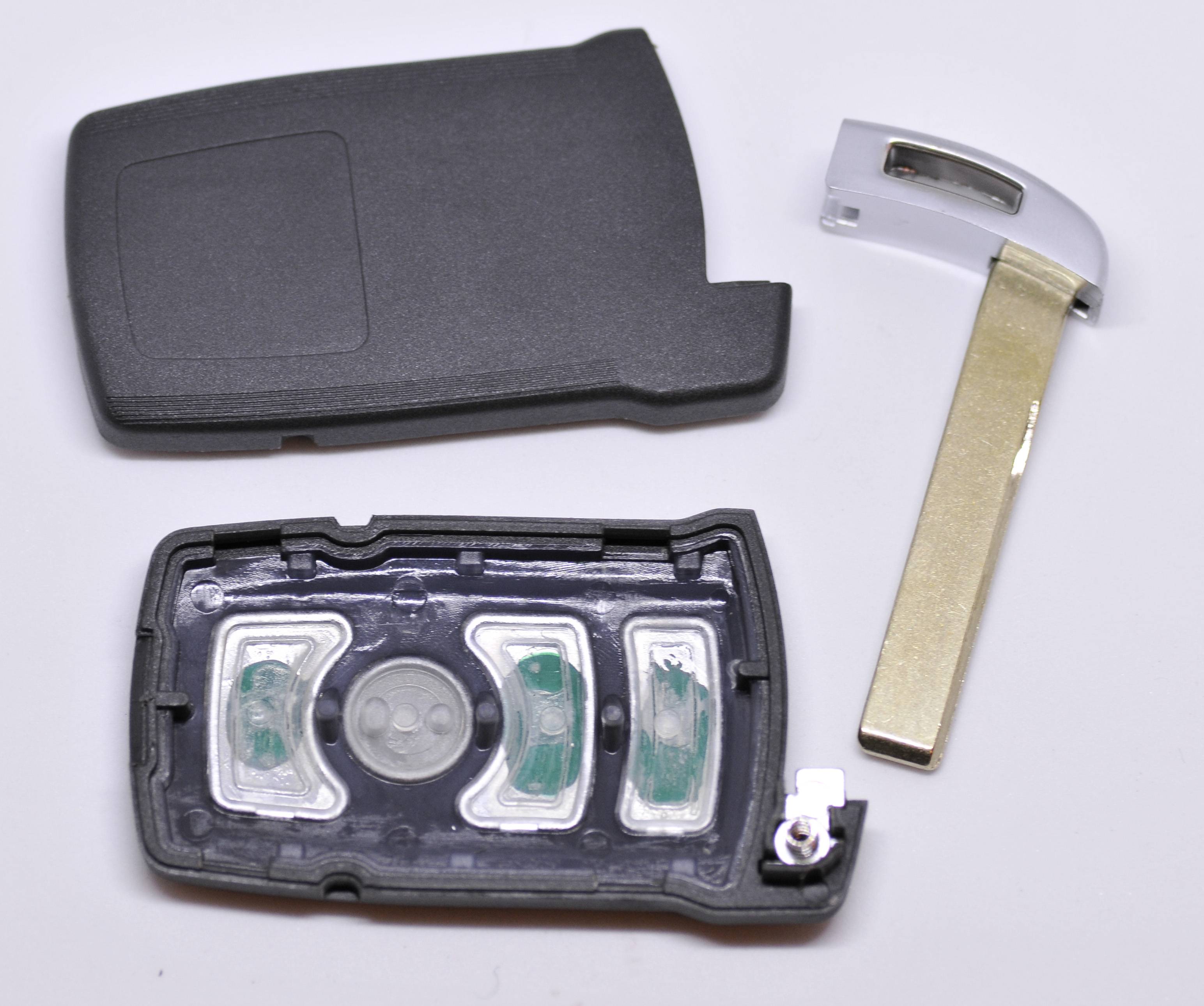 Auto Schlüssel Funk Fernbedienung 1x Gehäuse 4 Tasten + 1x Notschlüssel Rohling HU92 kompatibel mit BMW