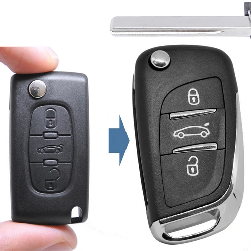 Klapp Schlüssel UMBAU Gehäuse Fernbedienung 3 Tasten HU83 Rohling kompatibel mit Citroen/Peugeot/FIAT Klapp Schlüssel UMBAU Gehäuse Fernbedienung 3 Tasten HU83 Rohling kompatibel mit Citroen/Peugeot/FIAT
