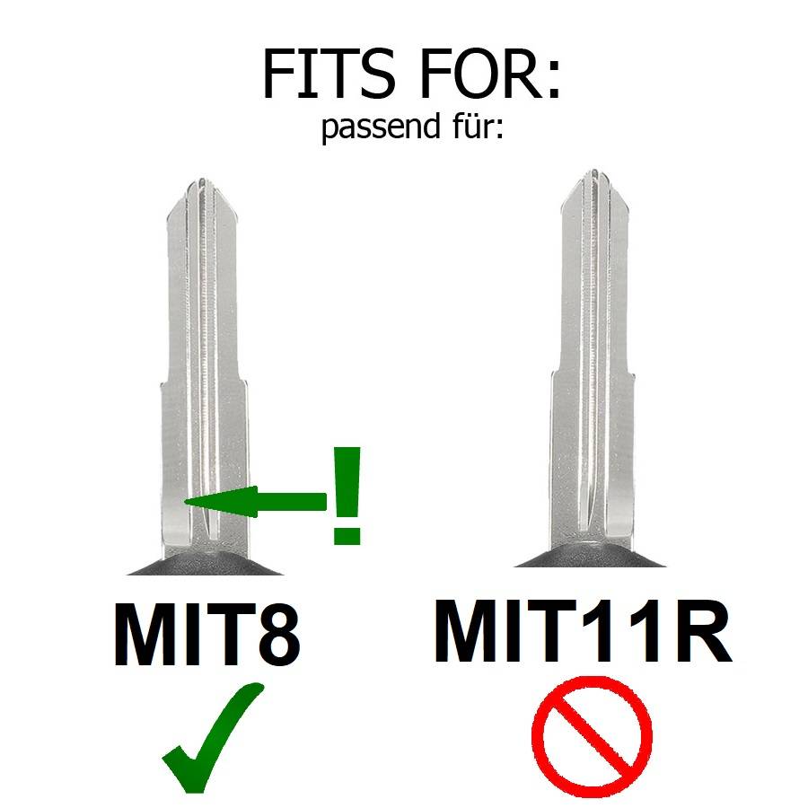 Autoschlüssel Funk Fernbedienung Austausch Gehäuse mit 2 Tasten + MIT8 Rohling + Batterie kompatibel mit Mitsubishi Grandis ASX Space Star Outlander
