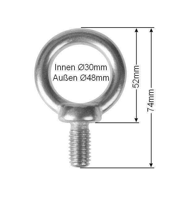 Edelstahl Ringbolzen V4A Augenbolzen Ringschraube Schraube Öse M6 M8 M10 M12 M16 M12