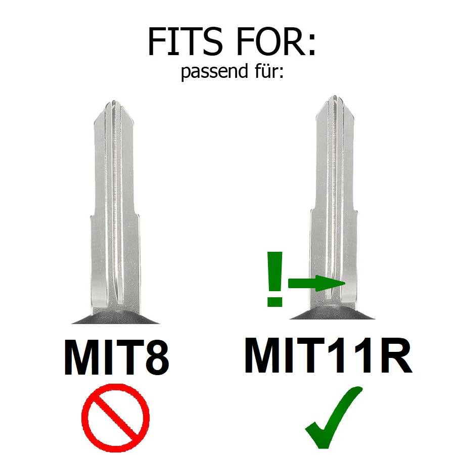 Autoschlüssel Funk Fernbedienung Austausch Gehäuse mit 2 Tasten + MIT11R Rohling + Batterie kompatibel mit Mitsubishi Grandis ASX Space Star Outland