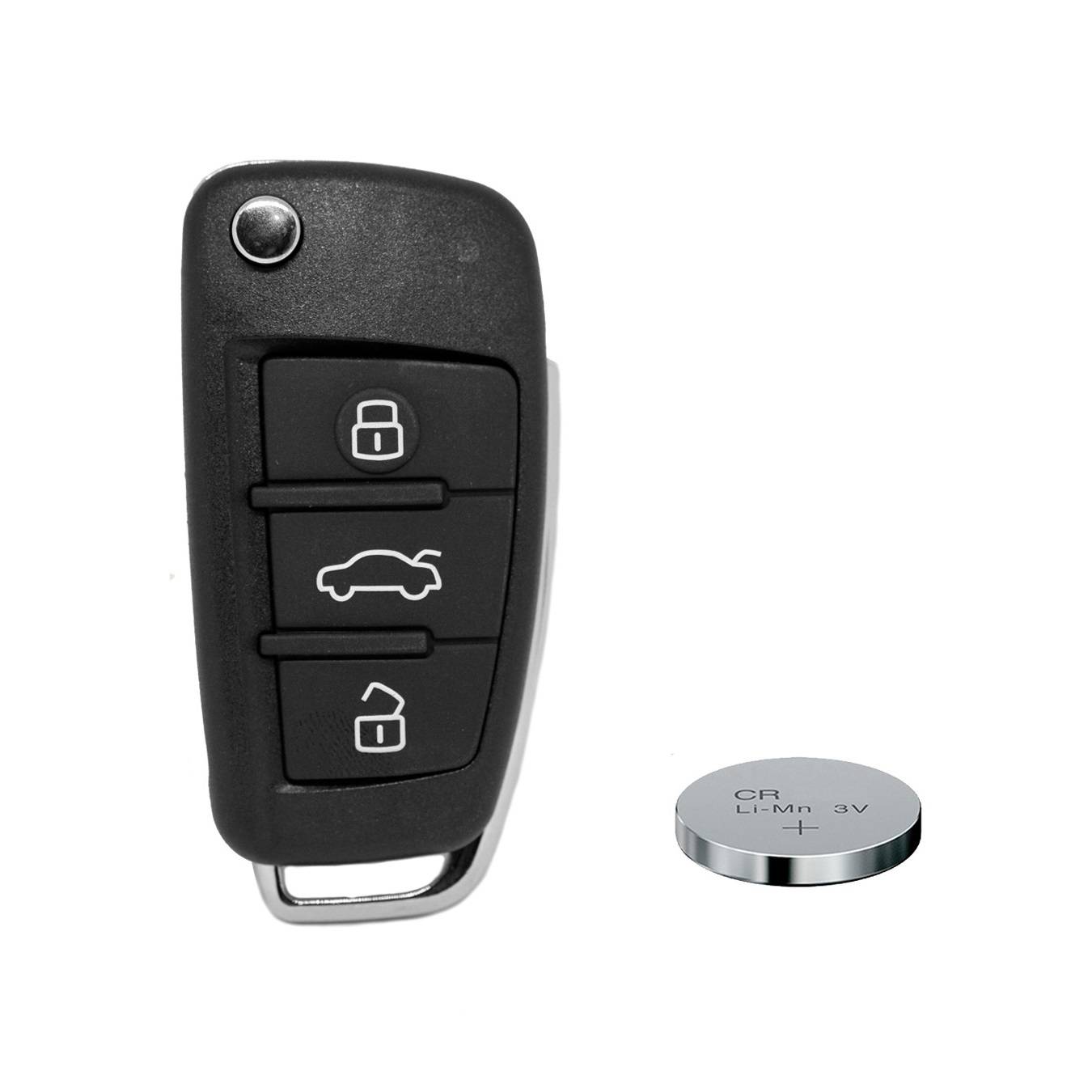 Klapp Schlüssel Gehäuse Funkschlüssel Fernbedienung Autoschlüssel HAA + Batterie kompatibel mit Audi