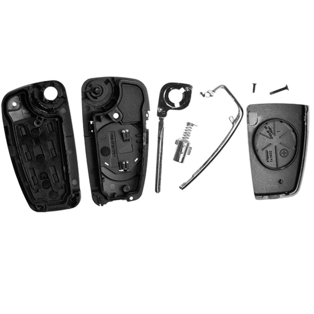 Autoschlüssel Funk Fernbedienung Austausch Gehäuse mit 3 Tasten + HAA Rohling + Batterie kompatibel mit A1 8X A3 8P 8V A4 B7 A6 C6 TT 8J Q3 8U Q7 4L