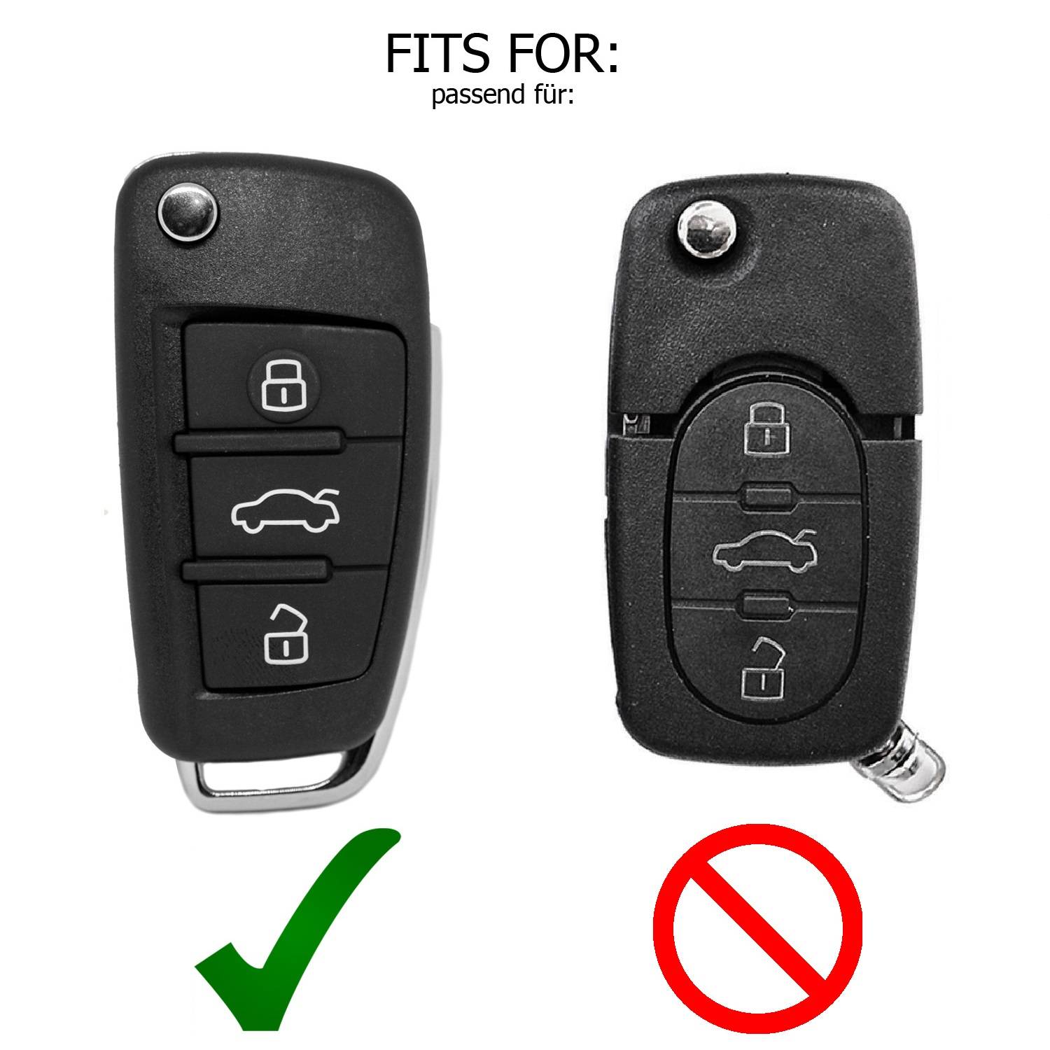 Autoschlüssel Funk Fernbedienung Austausch Gehäuse mit 3 Tasten + HAA Rohling + Batterie kompatibel mit A1 8X A3 8P 8V A4 B7 A6 C6 TT 8J Q3 8U Q7 4L