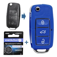 Auto Schlüssel Funk Fernbedienung 1x Gehäuse 3 Tasten Blau + 1x Rohling HA66 + 1x CR2032 Batterie kompatibel mit VW SEAT Skoda Auto Schlüssel Funk Fernbedienung 1x Gehäuse 3 Tasten Blau + 1x Rohling HA66 + 1x CR2032 Batterie kompatibel mit VW SEAT Skoda