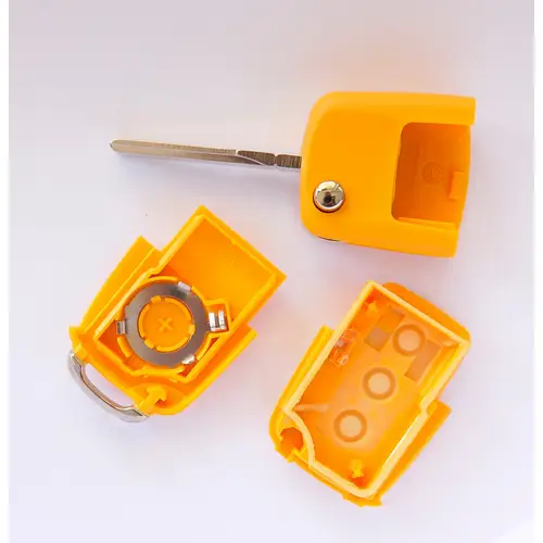 Auto Schlüssel Funk Fernbedienung 1x Gehäuse 3 Tasten Orange + 1x Rohling HA66 + 1x CR2032 Batterie kompatibel mit VW SEAT Skoda Auto Schlüssel Funk Fernbedienung 1x Gehäuse 3 Tasten Orange + 1x Rohling HA66 + 1x CR2032 Batterie kompatibel mit VW SEAT Skoda
