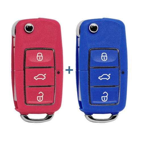 Auto Schlüssel Funk Fernbedienung 1x Gehäuse 3 Tasten Pink + 1x Gehäuse 3 Tasten Blau + 2X Rohling HAA kompatibel mit VW SEAT Skoda Auto Schlüssel Funk Fernbedienung 1x Gehäuse 3 Tasten Pink + 1x Gehäuse 3 Tasten Blau + 2X Rohling HAA kompatibel mit VW SEAT Skoda
