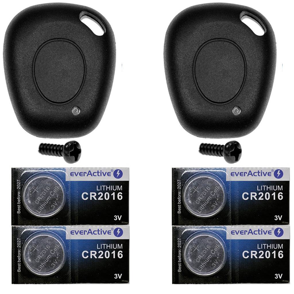 Auto Schlüssel Funk Fernbedienung 2X Gehäuse + 4X CR2016 Batterie + 2X passende Schraube kompatibel mit Renault