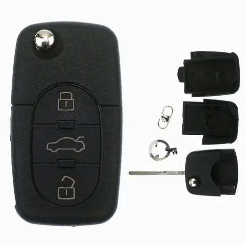 Auto Schlüssel Funk Fernbedienung 1x Gehäuse 3 runde Tasten + 1x Rohling kompatibel mit VW SEAT Skoda bis 2002 Auto Schlüssel Funk Fernbedienung 1x Gehäuse 3 runde Tasten + 1x Rohling kompatibel mit VW SEAT Skoda bis 2002