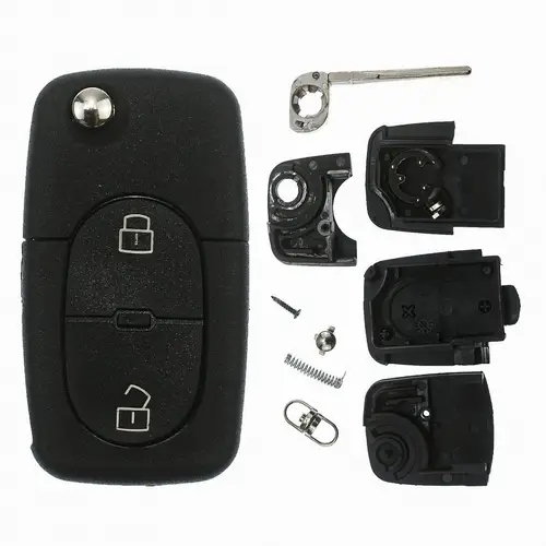 Auto Schlüssel Funk Fernbedienung 1x Gehäuse 2 runde Tasten + 1x Rohling kompatibel mit VW SEAT Skoda bis 2002 Auto Schlüssel Funk Fernbedienung 1x Gehäuse 2 runde Tasten + 1x Rohling kompatibel mit VW SEAT Skoda bis 2002