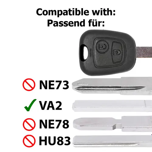 Auto Schlüssel Funk Fernbedienung 1x Gehäuse + 1x Rohling VA2 + 2X Mikrotaster + 1x CR2016 Batterie kompatibel mit Citroen C1 C2 C3 Peugeot 107 Toyo Auto Schlüssel Funk Fernbedienung 1x Gehäuse + 1x Rohling VA2 + 2X Mikrotaster + 1x CR2016 Batterie kompatibel mit Citroen C1 C2 C3 Peugeot 107 Toyo