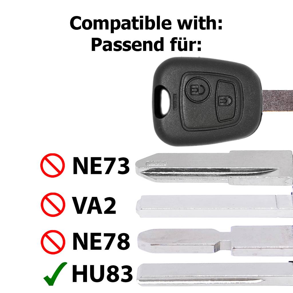 Auto Schlüssel Funk Fernbedienung 1x Gehäuse + 1x Rohling HU83 + 2X Mikrotaster + 1x CR2016 Batterie kompatibel mit Peugeot 207 307 308 CC SW Break