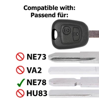 Auto Schlüssel Funk Fernbedienung 1x Gehäuse + 1x Rohling NE78 + 2X Mikrotaster + 1x CR2016 Batterie kompatibel mit Peugeot 206 SW CC 1998-2009 Auto Schlüssel Funk Fernbedienung 1x Gehäuse + 1x Rohling NE78 + 2X Mikrotaster + 1x CR2016 Batterie kompatibel mit Peugeot 206 SW CC 1998-2009