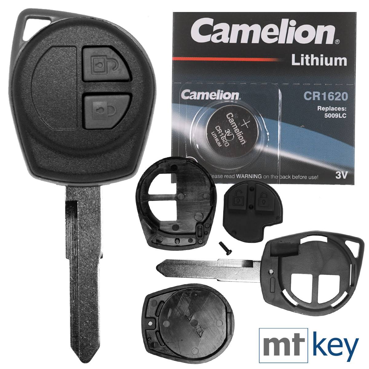 Auto Schlüssel Funk Fernbedienung 1x Gehäuse + 1x Tastenfeld + 1x fest eingegossener HU133R Rohling 1x CR1620 Batterie kompatibel mit Opel Suzuki Ni