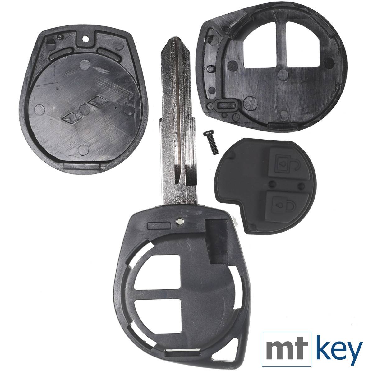 Auto Schlüssel Funk Fernbedienung 1x Gehäuse + 1x Tastenfeld + 1x fest eingegossener SZ11R Rohling + 1x CR1620 Batterie kompatibel mit Opel Suzuki