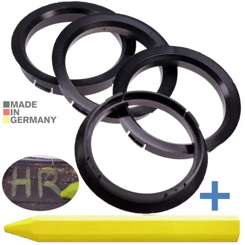 4x BRANDT Zentrierringe 72,5 x 63,4 mm Schwarz Radnabe Felgen Ringe + 1x Reifen Kreide Fett Stift 4x BRANDT Zentrierringe 72,5 x 63,4 mm Schwarz Radnabe Felgen Ringe + 1x Reifen Kreide Fett Stift