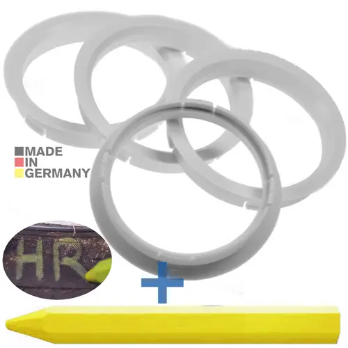 4x BRANDT Zentrierringe 72,5 x 65,1 mm Weiß Radnabe Felgen Ringe + 1x Reifen Kreide Fett Stift 4x BRANDT Zentrierringe 72,5 x 65,1 mm Weiß Radnabe Felgen Ringe + 1x Reifen Kreide Fett Stift