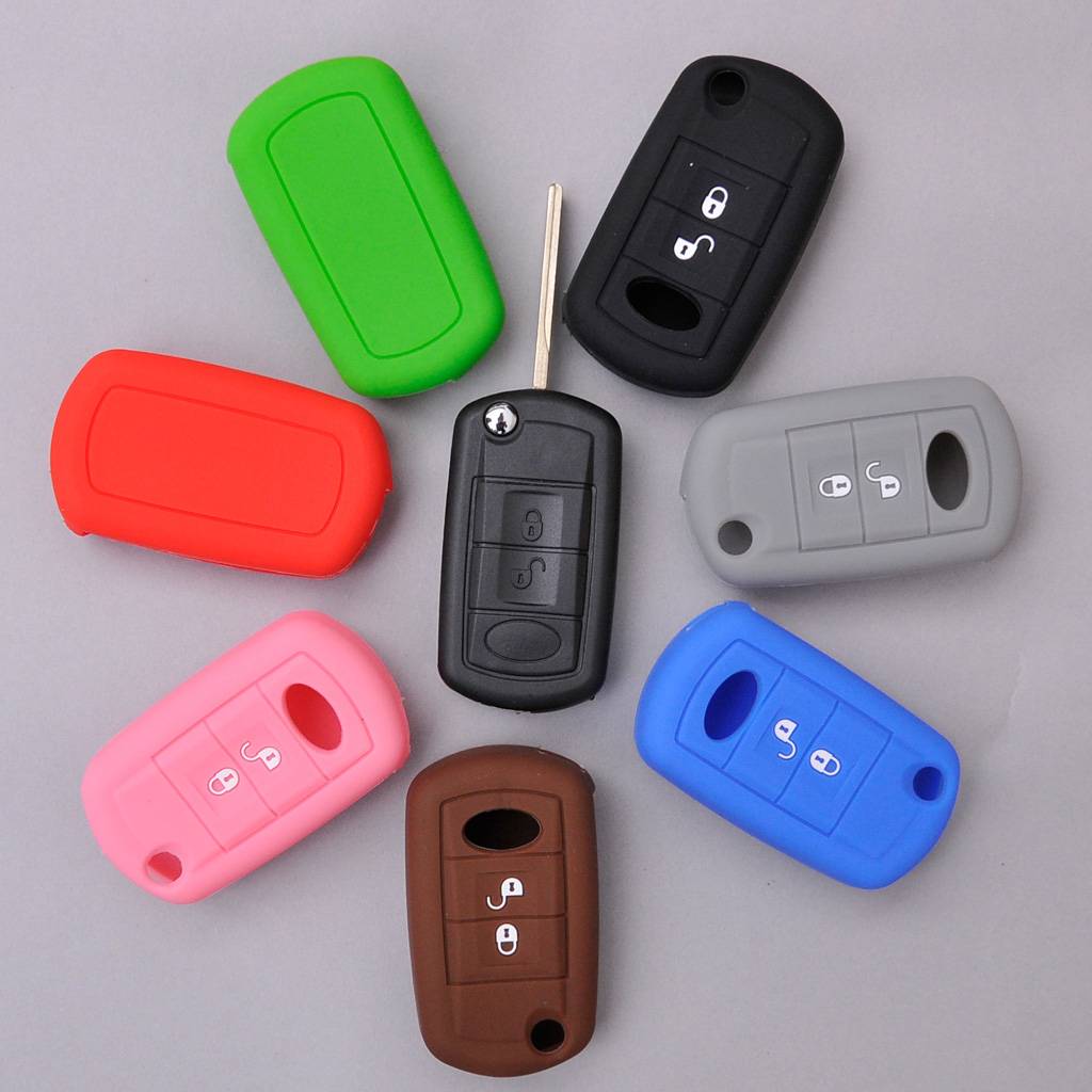 Auto Schlüssel Silikon Schutz Hülle Blau kompatibel mit Land Rover Discovery 3 Range Rover LR3 2 Tasten Klappschlüssel