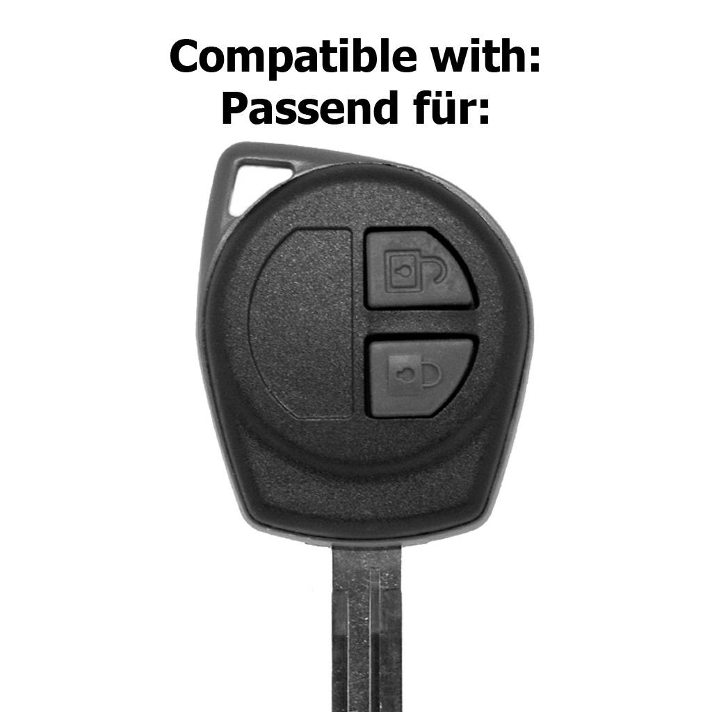 Auto Schlüssel Hülle Silikon Schutz Cover Fluoreszierend Blau kompatibel mit OPEL Agila B Nissan Pixo Suzuki Alto SX4 Swift Splash 2 Tasten Funk Fer