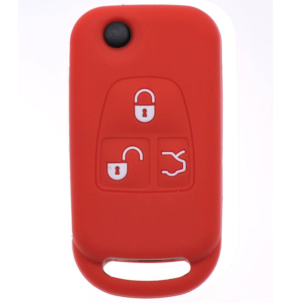Auto Schlüssel Silikon Schutz Hülle Rot kompatibel mit Mercedes Benz SL R129 W163 ML 1998-2005 W210 E-Klasse 3 Tasten Klappschlüssel