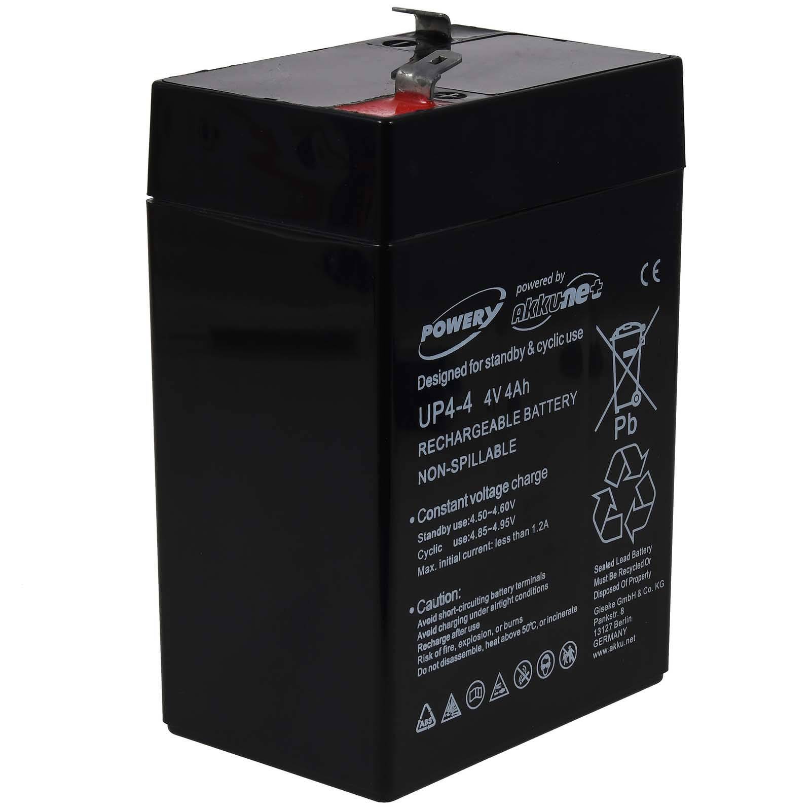 Powery Powery Bleiakku FP440A komatipel mit EMOS 3810 Lampe 4V 4Ah, 4V, Lead-Acid