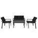 Rattan-Gartenmöbel-Set Schwarz 4-teiliges Doppelsofa, 2 Stühle, Tisch mit Glasplatte, 4-Sitzer, Polyrattan-Sessel, Regenabdeckung Rattan-Gartenmöbel-Set Schwarz 4-teiliges Doppelsofa, 2 Stühle, Tisch mit Glasplatte, 4-Sitzer, Polyrattan-Sessel, Regenabdeckung