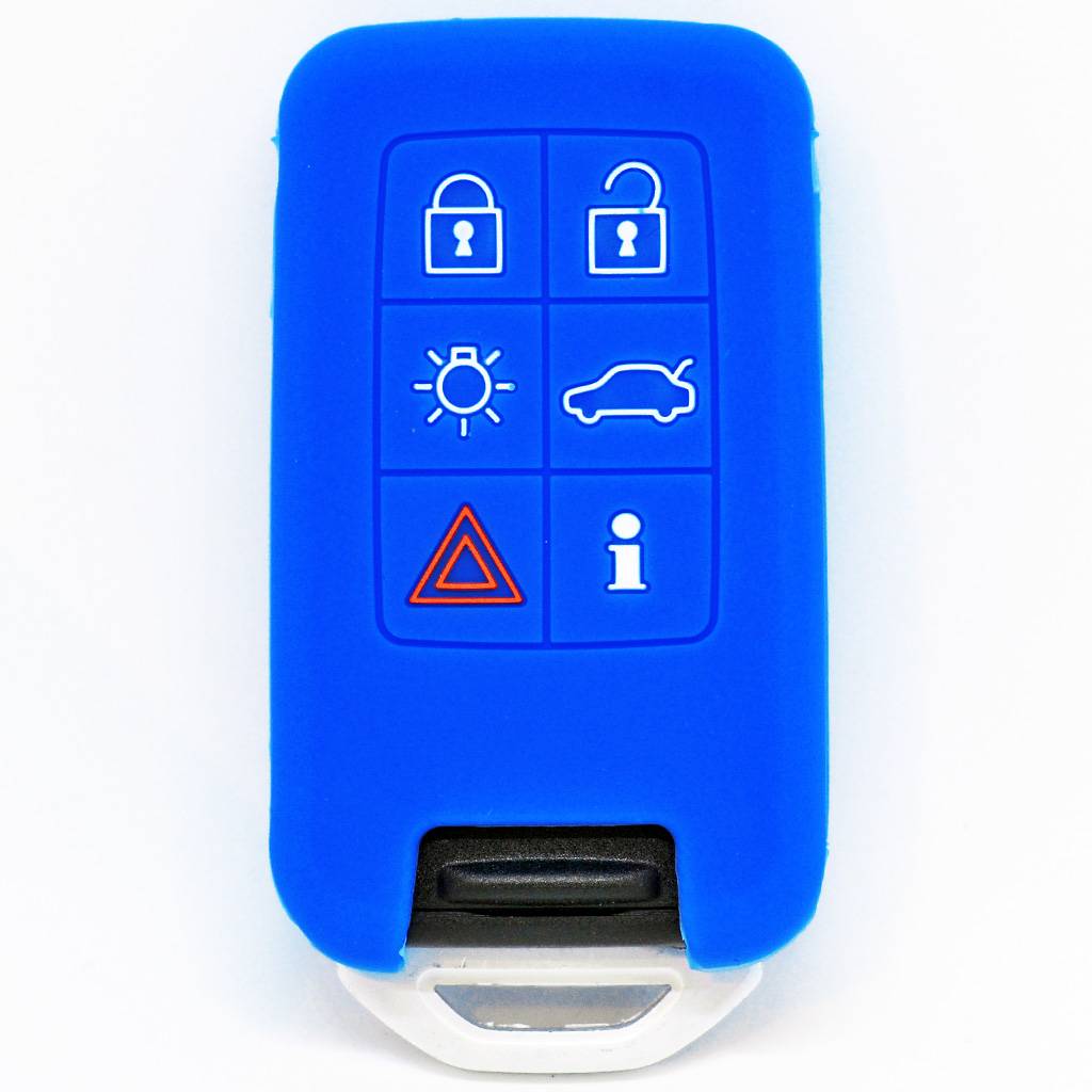 Auto Schlüssel Silikon Schutz Hülle Blau kompatibel mit Volvo XC70 V70 S60 S80 Smartkey 6 Tasten KEYLESS SMARTKEY
