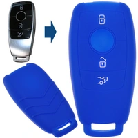 Auto Schlüssel Silikon Schutz Hülle Blau kompatibel mit Mercedes Benz E-Klasse W213 3 Tasten KEYLESS SMARTKEY Auto Schlüssel Silikon Schutz Hülle Blau kompatibel mit Mercedes Benz E-Klasse W213 3 Tasten KEYLESS SMARTKEY