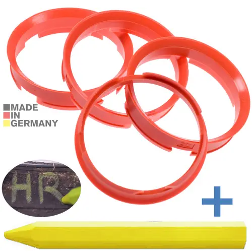 4x BRANDT Zentrierringe 72,6 x 67,1 mm Orange Radnabe Felgen Ringe + 1x Reifen Kreide Fett Stift 4x BRANDT Zentrierringe 72,6 x 67,1 mm Orange Radnabe Felgen Ringe + 1x Reifen Kreide Fett Stift