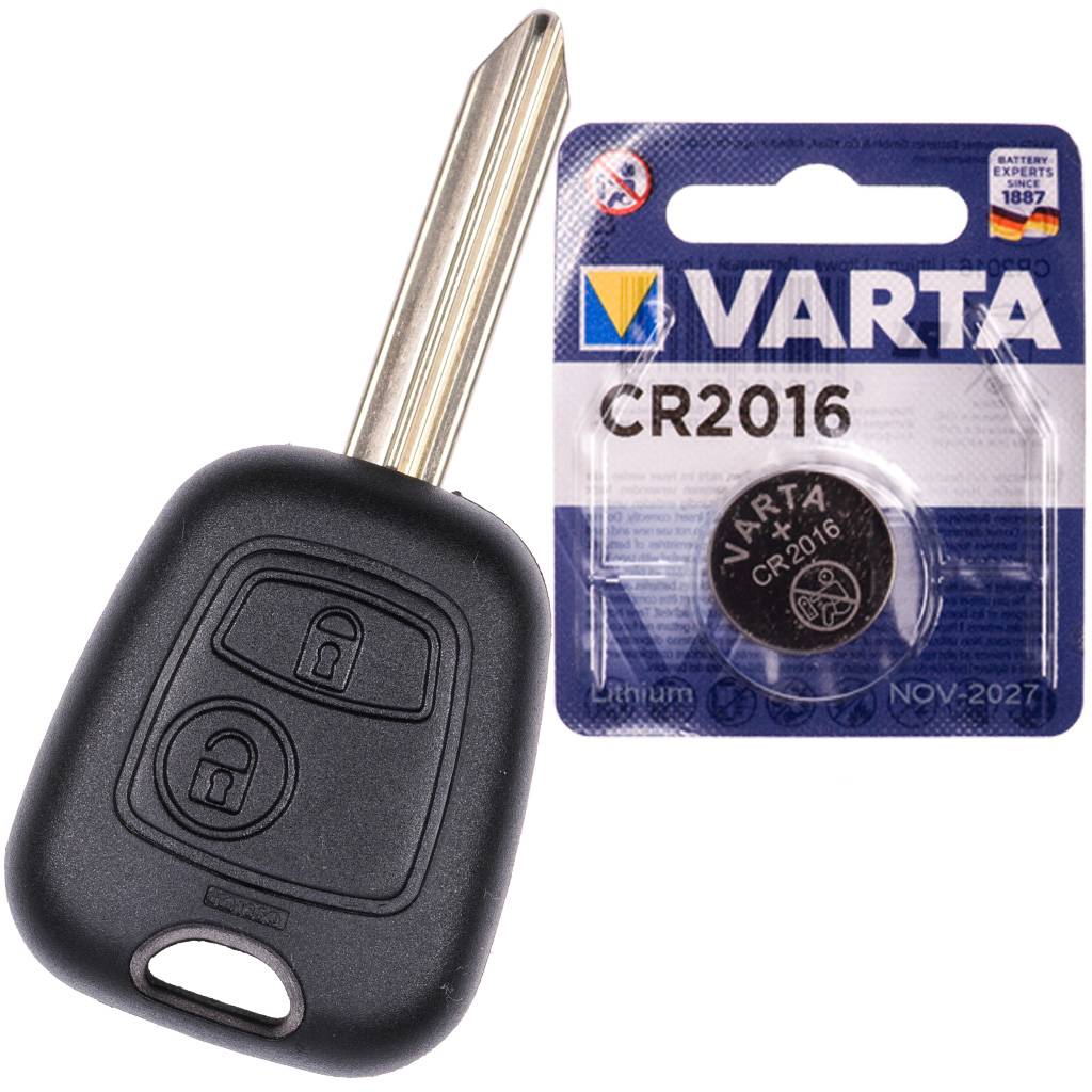 Autoschlüssel Funk Fernbedienung Austausch Gehäuse mit 2 Tasten + SX9 Rohling + Batterie kompatibel mit Citroen XSARA Picasso Berlingo Peugeot Partn