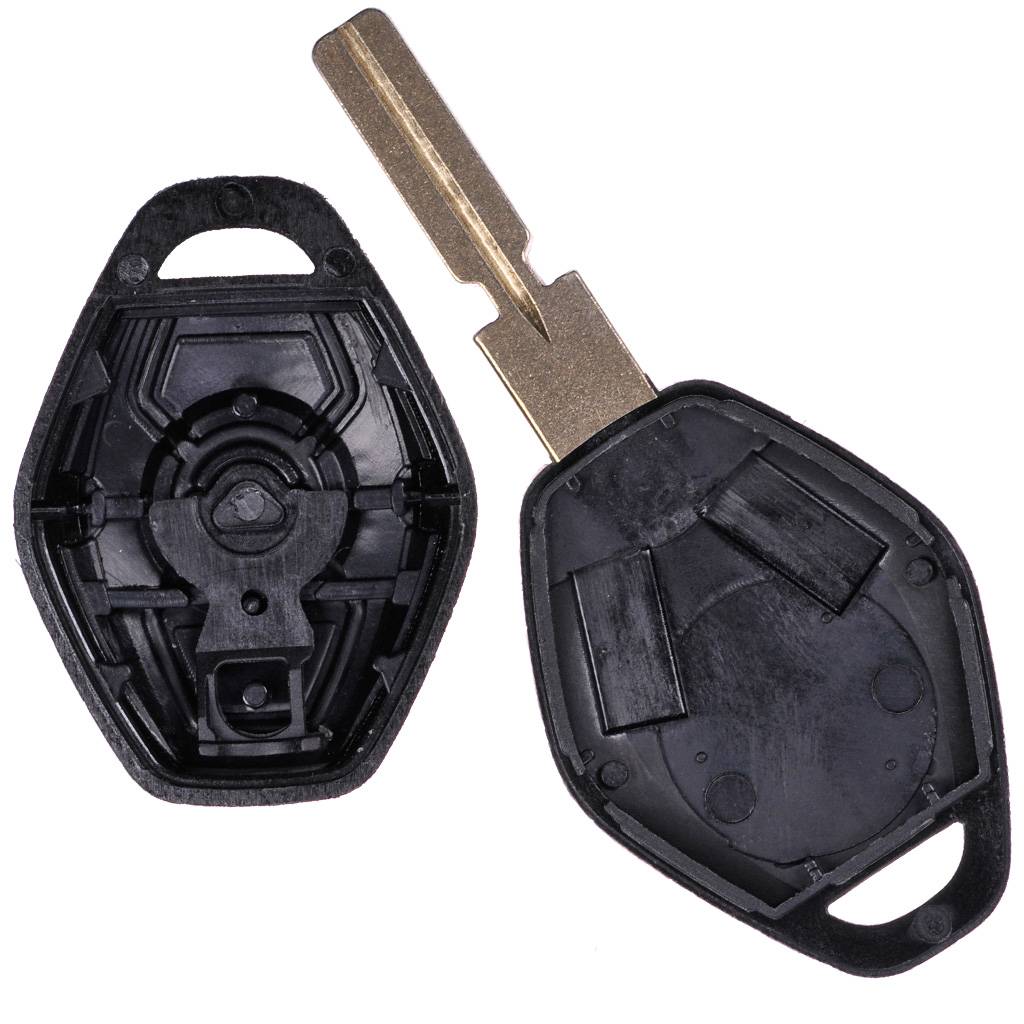 Autoschlüssel Funk Fernbedienung Austausch Gehäuse mit 3 Tasten + HU58 Rohling + Akku kompatibel mit BMW E46 E83 E52 E85 E86 E39 E61 E60 E53