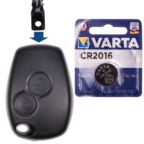 Autoschlüssel Funk Fernbedienung Austausch Gehäuse mit 2 Tasten + Batterie kompatibel mit Renault Twingo II Clio III Kangoo II Wind Modus Master IV Autoschlüssel Funk Fernbedienung Austausch Gehäuse mit 2 Tasten + Batterie kompatibel mit Renault Twingo II Clio III Kangoo II Wind Modus Master IV