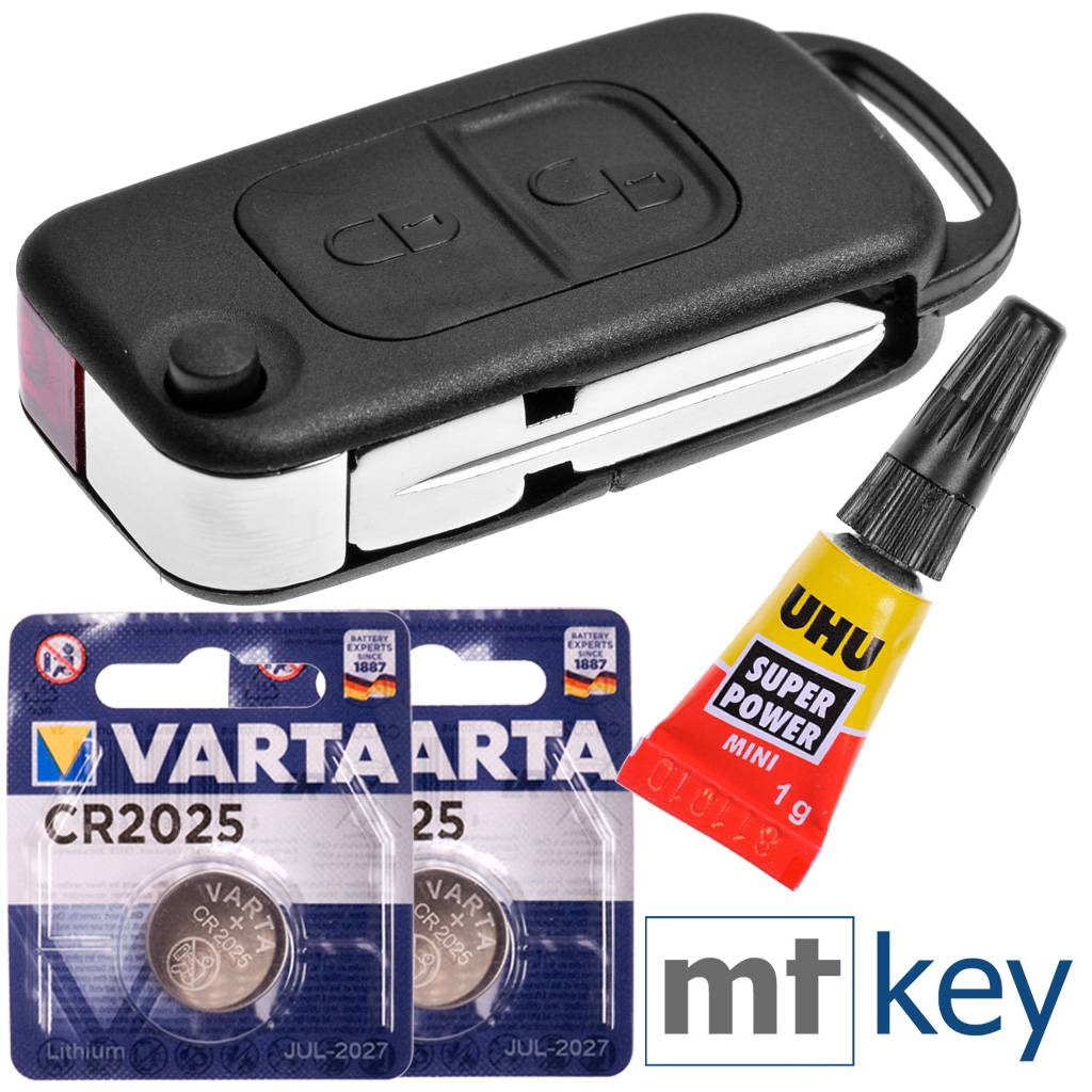 Repair Reparatur Satz Auto Schlüssel Austausch Gehäuse mit 2 Tasten + HU39 Rohling + Batterie kompatibel mit Mercedes Benz R170 W414 W903 Chrysler