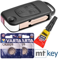 Repair Reparatur Satz Auto Schlüssel Austausch Gehäuse mit 3 Tasten + HU39 Rohling + Batterie kompatibel mit Mercedes Benz W163 R129 SL ML Repair Reparatur Satz Auto Schlüssel Austausch Gehäuse mit 3 Tasten + HU39 Rohling + Batterie kompatibel mit Mercedes Benz W163 R129 SL ML